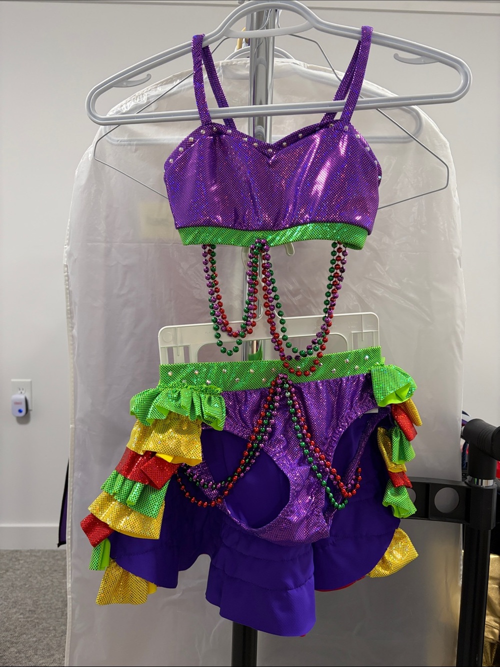 Purple & Green Kids Mardi Gras Dance Costume